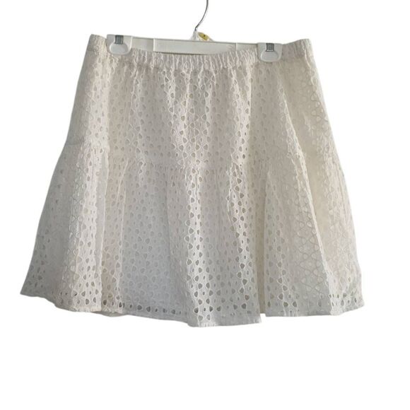 Frye x Anthropologie Women's Size Large Ivory Eyelet Lace Flare Skirt - Picture 4 of 5
